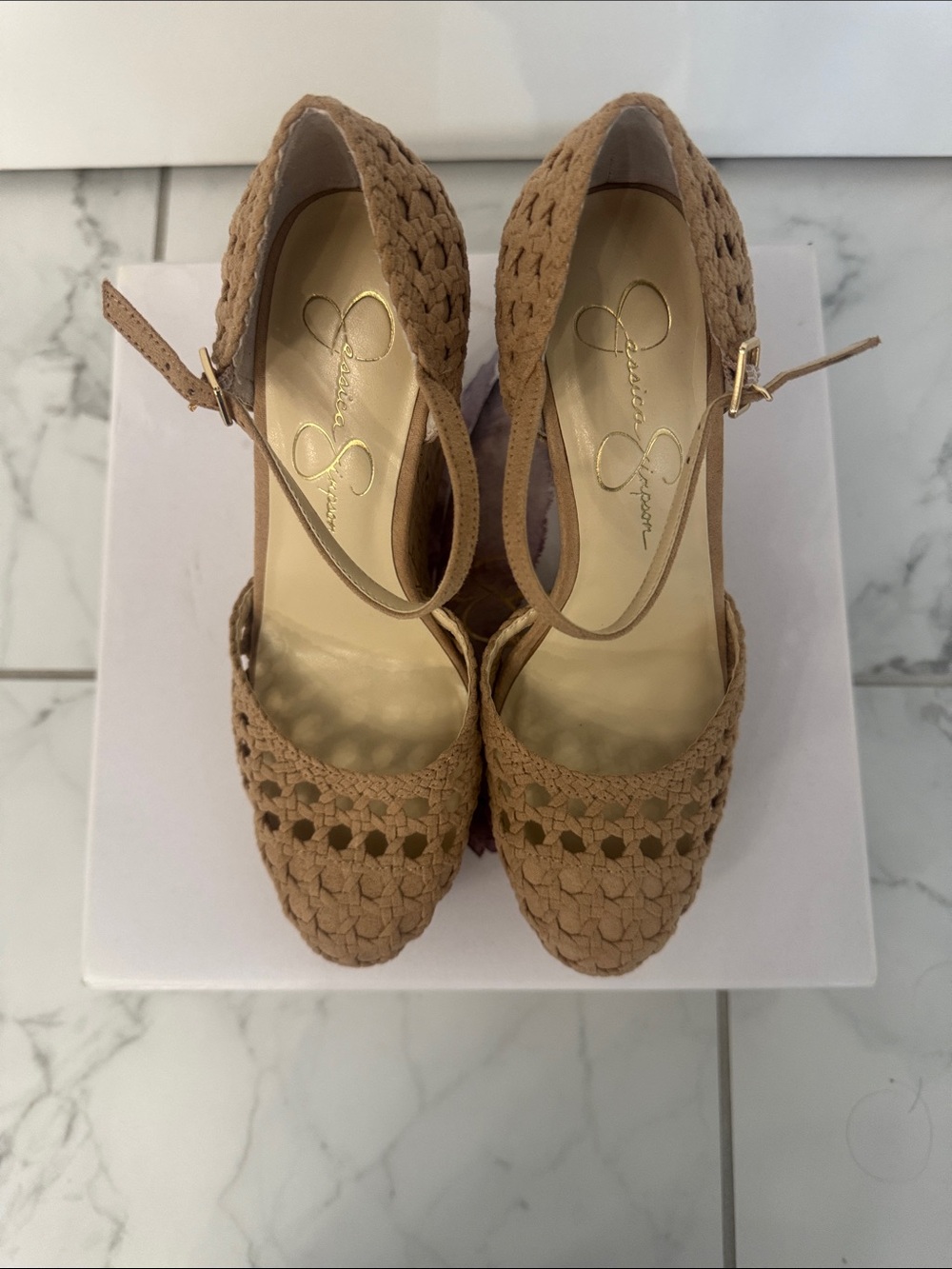 NIB Jessica Simpson Marshela Platform Wedge Sandals - Natural 7M - Picture 3 of 5